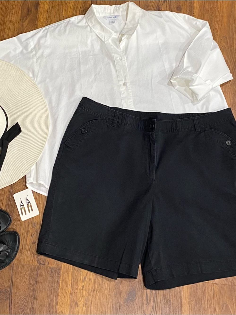 Just My Size Women’s Black Cotton Shorts with Pockets Size 24W